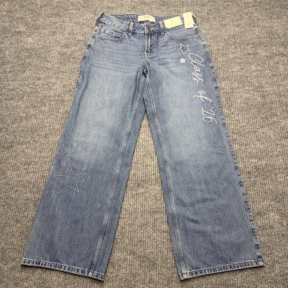 Hollister Low-Rise Baggy Jeans Womens 4 Light Wash Wide-Leg Stars 2026 Denim